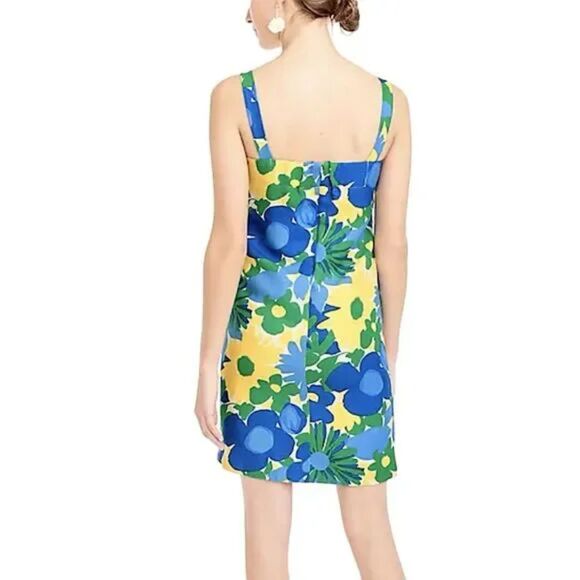 J. Crew Linen Sheath Dress Retro Floral with Straps Women's Size 8 - Picture 5 of 10